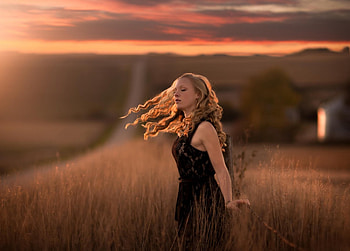 Only a dream, wire, black, road, country, woman, dream, sunset HD wallpaper