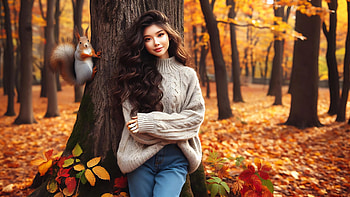 Autumn forest, Autumn, woman HD wallpaper