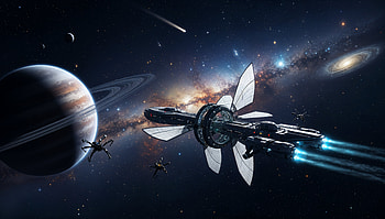 Stellar Ark (); Voidway Explorer; Galactic Bloom; Deeplight Cruiser; Cosmic Voyager —, Sci Fi, Spaceship, Planet, Galaxy HD wallpaper