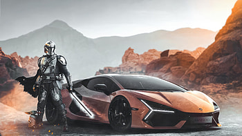Lambo X The Mandalorian Star Wars, the-mandalorian, tv-shows, star-wars, baby-yoda, lamborghini, manipulation, movies HD wallpaper
