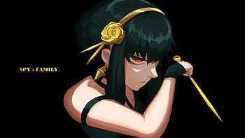 Green Hair Yor Forger Black Background Spy x Family HD wallpaper