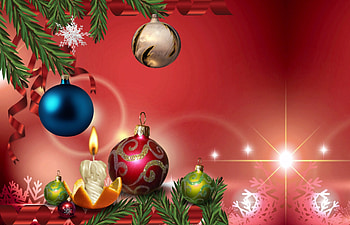 Christmas decoration, Balls, toys, Red, sparkle, branches HD wallpaper