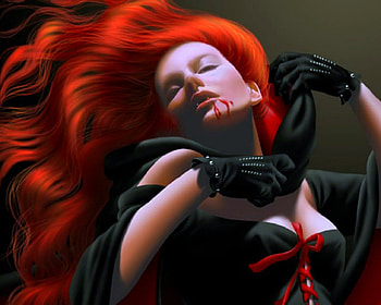 Vampire, goth, redhead, woman HD wallpaper
