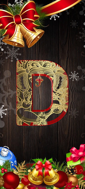 Christmas alphabet D, red, art, festival, latter HD phone wallpaper