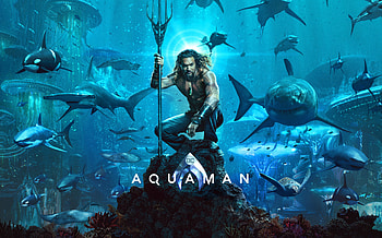 Aquaman, Jason Momoa, superhero, sharks, underwater, 2018 HD wallpaper
