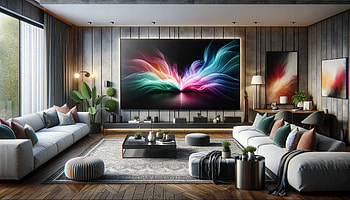 Modern Home Interior with Vibrant TV Screen, interior, Home, TV HD wallpaper