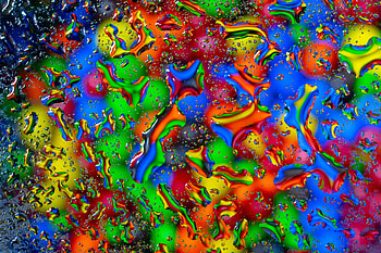 Water drops, surface, colorful HD wallpaper