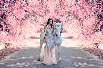 Friendship, girl, horse, nature HD wallpaper