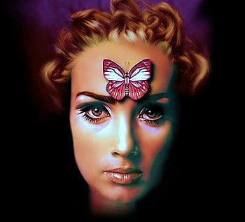 Think 'butterfly', face, butterfly, fantasy, woman HD wallpaper