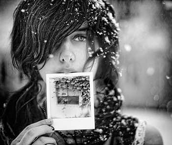 i love spring, lady, spring, b w, snow HD wallpaper