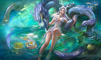 Princess and Dragon, art, , beautiful, girl, woman, rongrong wang, digital, fantasy, dragon, princess HD wallpaper