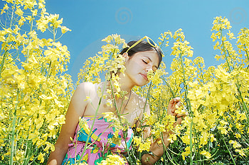 summer girl, summer, girl, flowers, yellow HD wallpaper