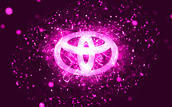 Toyota purple logo, , purple neon lights, creative, purple abstract background, Toyota logo, cars brands, Toyota HD wallpaper
