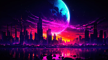 Nightscape View, ai, artist, artwork, digital-art, pixiv HD wallpaper