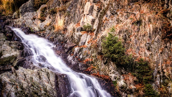Rocky Mountain Waterfall in R, Waterfalls, Nature, Mountains, Rocks HD wallpaper