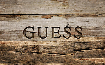 Guess wooden logo, , wooden backgrounds, brands, Guess logo, creative, wood carving, Guess HD wallpaper