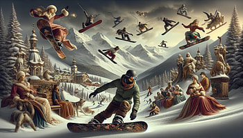 Dynamic Snowboarding Action, snowboarding, mountain, skiing, Artwork HD wallpaper