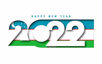 Happy New Year 2022 Uzbekistan, white background, Uzbekistan 2022, Uzbekistan 2022 New Year, 2022 concepts, Uzbekistan, Flag of Uzbekistan HD wallpaper