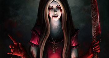 Blood Knife, knife, blood, fantasy, woman HD wallpaper