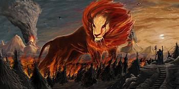 Lion Flames Scifi Abstract Explosion 10k, lion, scifi, abstract, artwork, artist, digital-art HD wallpaper