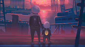 Dad And Me, artist, artwork, digital-art, deviantart HD wallpaper