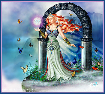 the gate, fairy, butterflies, gate, girl, mountains, beauty HD wallpaper