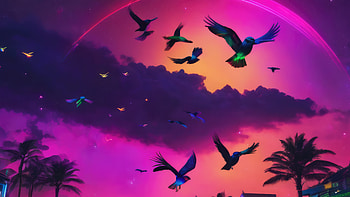 Scifi Birds, scifi, birds, synthwave, vaporwave, artwork, digital-art, deviantart, artist HD wallpaper