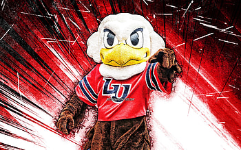Sparky, grunge art, mascot, Liberty Flames, NCAA, red abstract rays, USA, Liberty Flames mascot, NCAA mascots, official mascot HD wallpaper
