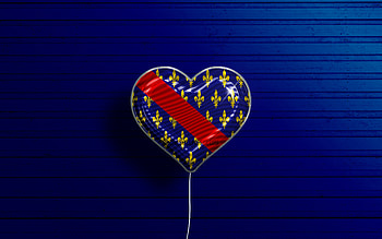 I Love Bourbonnais, , realistic balloons, blue wooden background, Day of Bourbonnais, french provinces, flag of Bourbonnais, France, balloon with flag, Provinces of France, Bourbonnais flag, Bourbonnais HD wallpaper