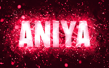Happy Birtay Aniya, , pink neon lights, Aniya name, creative, Aniya Happy Birtay, Aniya Birtay, popular american female names, with Aniya name, Aniya HD wallpaper