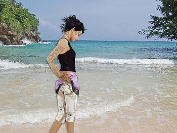 Miss you so, sea, sad, girl, tattoos, lonely, beach HD wallpaper