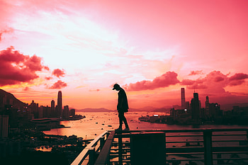 Person Standing Pink Silhouette, silhouette, person, graphy, pink HD wallpaper