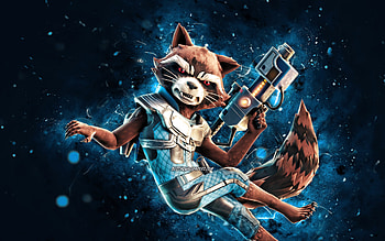 Rocket, , blue neon lights, Fortnite Battle Royale, Fortnite characters, Rocket Skin, Fortnite, Rocket Fortnite HD wallpaper