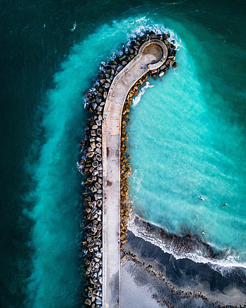 Nature, Sea, View From Above, Coast, Pier HD phone wallpaper