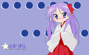 Kagami Hiiragi, shrine maiden, lucky star, anime HD wallpaper
