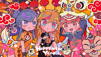 Muse Dash — Buro, Rin & Marija: Lunar New Year, Buro (Muse Dash), Rin (Muse Dash), Marija (Muse Dash), video game, Muse Dash HD wallpaper