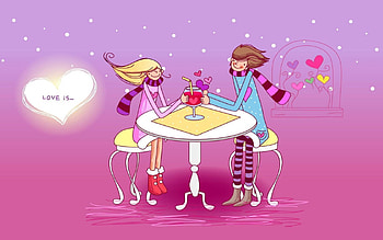 Love, Couple, Pair, , Drawing, Table, Drink, Beverage, Cafe, Café, Date HD wallpaper