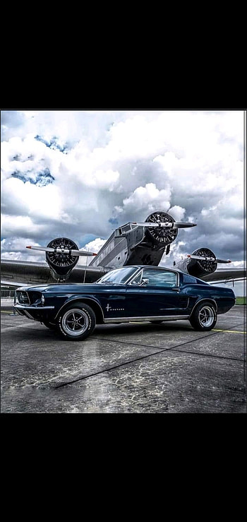 Mustang/P-50, cloud, Car, Plane HD phone wallpaper