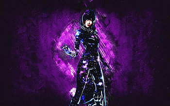 Fortnite Galaxy Glow Skin, Fortnite, main characters, purple stone background, Galaxy Glow, Fortnite skins, Galaxy Glow Skin, Galaxy Glow Fortnite, Fortnite characters HD wallpaper