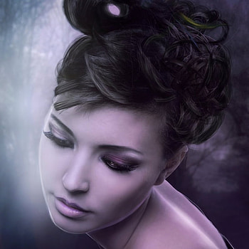 Libre, purple, cg, fantasy, face, digital art, hair, female HD wallpaper