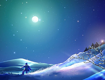 ENCHANTED EVENING, winter, moon, man, snow, shines HD wallpaper