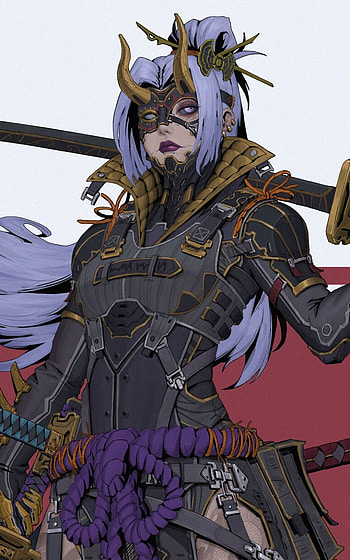 Violet Oni Samurai — Fantasy , woman warrior, fantasy, samurai HD phone wallpaper