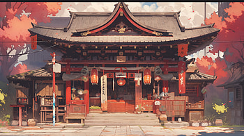 Autumn Ambiance at Traditional Osaka Building -, Osaka, Anime, building HD wallpaper