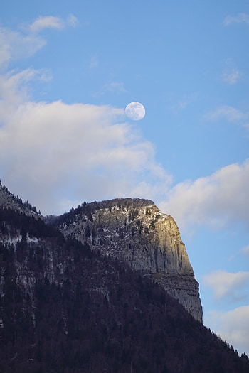 Nature, Twilight, Moon, Rocks, Dusk, Evening, Slope HD phone wallpaper