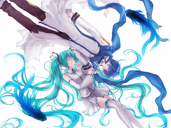 Hatsune Miku & Kaito, awesome, uniform, nice, hatsune, aqua eyes, white, hatsune miku, twintail, blue hair, girl, headset, aqua, kaito, lovers, anime, pretty, virtual, heads, cute, vocaloid, beauty, miku, vocaloids, thighhighs, skirt, cross-over, beautiful, diva, boy, aqua hair, love, cool, idol, scarf, micro HD wallpaper