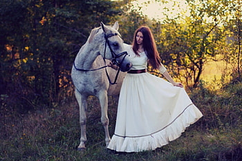 Last Flowers, horse, lady, model, people HD wallpaper