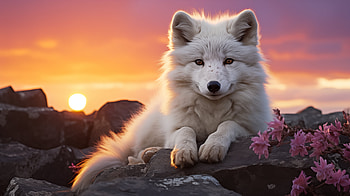 Arctic Fox Sunset, Animal, arctic fox HD wallpaper