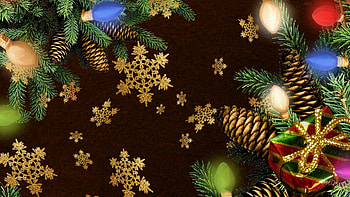 Turn on the Lights, package, feliz navidad, spruce, fir, gold, gift, snowflakes, presents, lights, christmas HD wallpaper