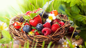 Basket, Berries HD wallpaper
