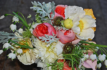 Flowers, Peonies, Lily Of The Valley, Bouquet, Composition HD wallpaper